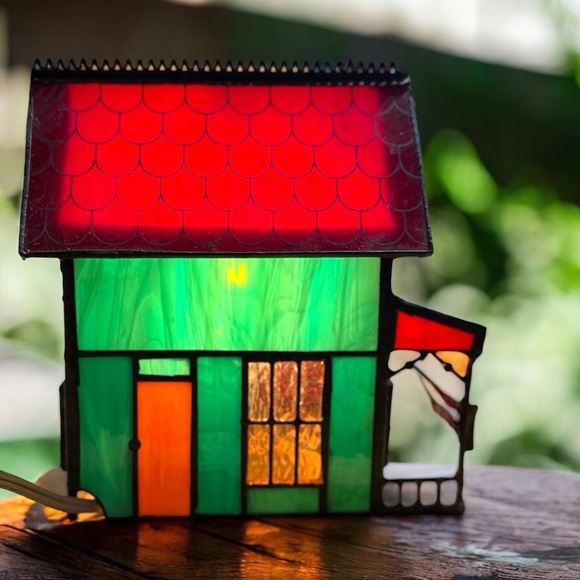 Vintage 1995 Coca-Cola Stained Glass Corner Store Lighted Lamp - Picture 2 of 6